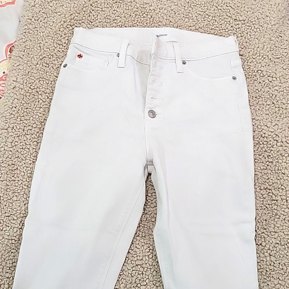 Hudson white skinny stretch jeans